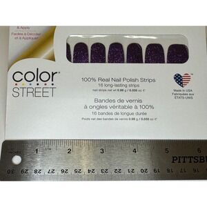 Color Street "Ibiza Nights" Purple Glitter Real Nail Polish Strips NIP